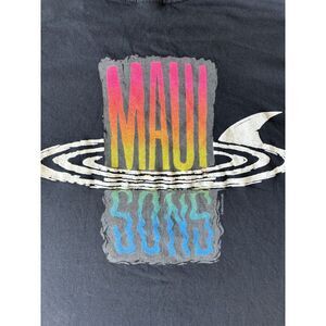Maui And Sons Shirt Men Medium Black Shark Neon Surf Skate Single Stitch USA 90s